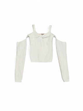 Hot & Delicious Off-Shoulder Knit Crop Sweater in Cream
